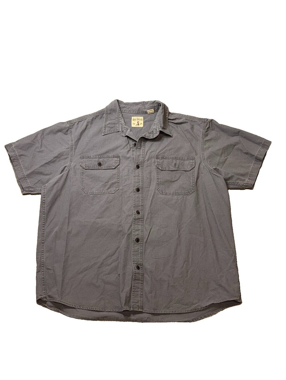 RedHead Brand Co Men's Size 2TG 2XL Tall Gray Short Sleeve Button Up Work Shirt